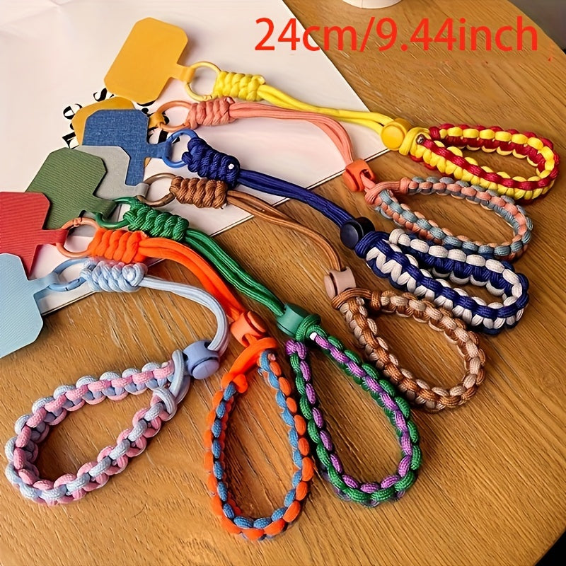 New Travel Mobile Phone Lanyard Adjustable Wrist Short Pure Hand-woven Simple Anti-theft and Drop Color Matching Thickened Metal Solid Clip Style Pet Camera Shell Universal CCD